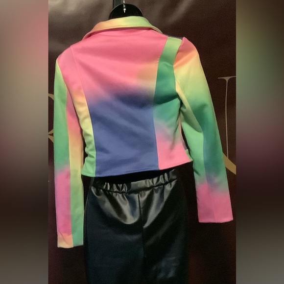 Love Highlight Women's Splash of Color Long Sleeves Painted Biker Jacket - Picture 10 of 11